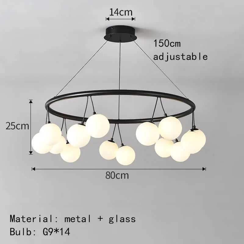 lustre moderne en verre éclairage suspendu réglable design élégant