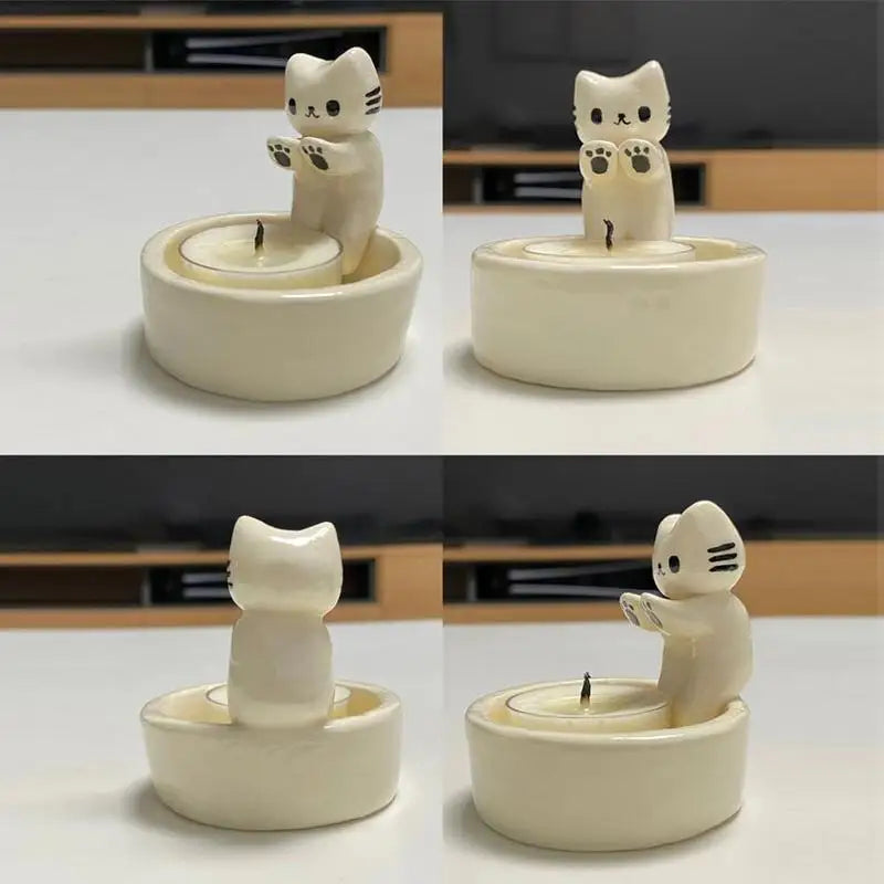 bougeoir chat mignon pour bougie aromathérapie décoratif cadeau anniversaire