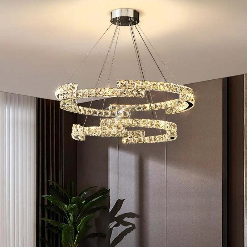 lustre led en cristal design luxe pour décoration intérieure