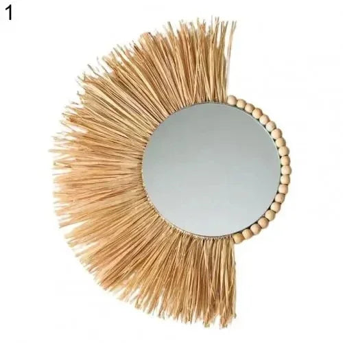 miroir décoratif bohème en paille tissée romantique pour mariage