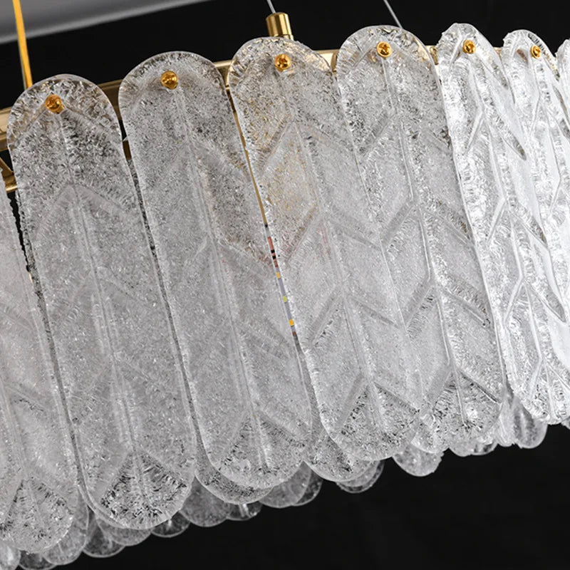 lustre nordique moderne en verre led avec suspension en cristal