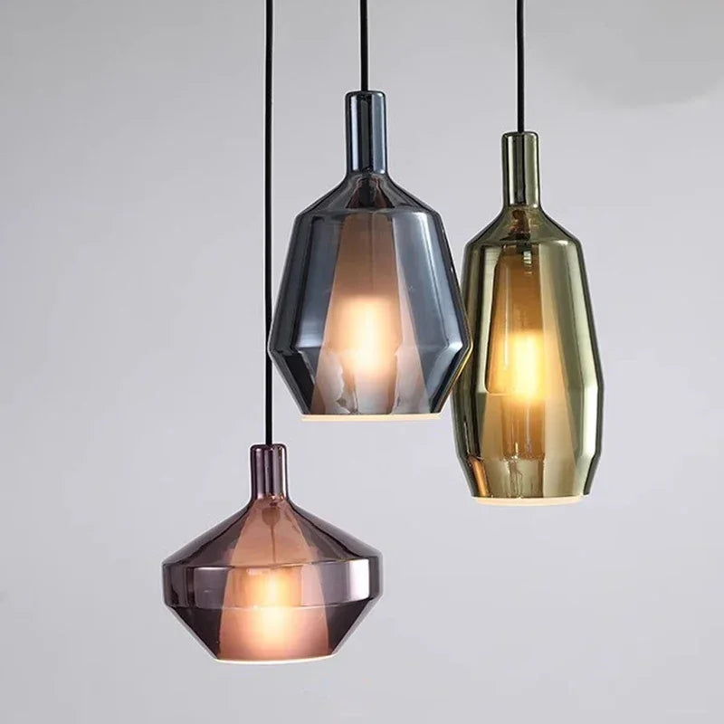 suspension lumière led nordique avec abat-jour en verre