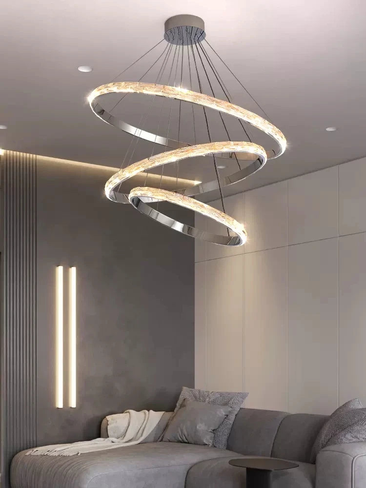 suspension en cristal luxueuse en acier inoxydable moderne