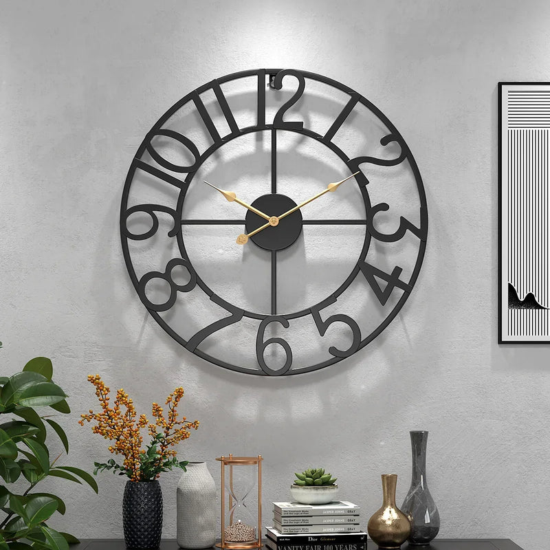 horloge murale silencieuse en fer forgé design nordique créatif décoratif