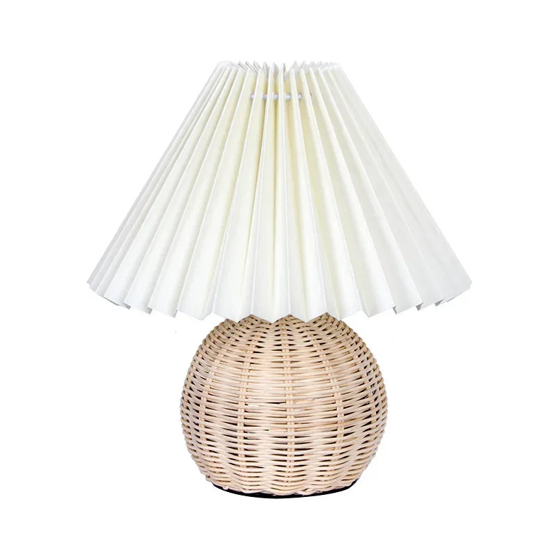 lampe à poser moderne en bois et rotin pour décoration intérieure