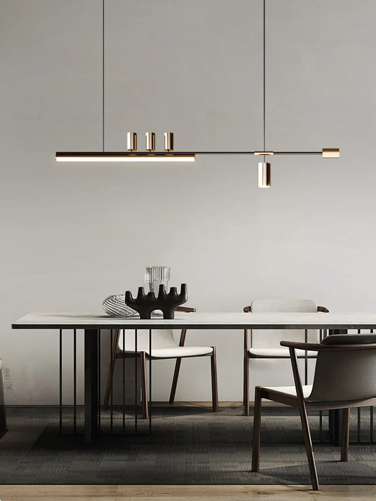 2024 Modern minimalist dining room chandelier high level slotted bar counter kitchen interior decorative lighting