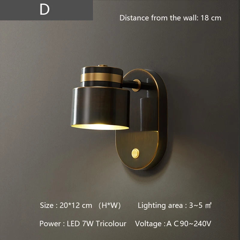 applique murale nordique en laiton lampe moderne à led pour intérieur