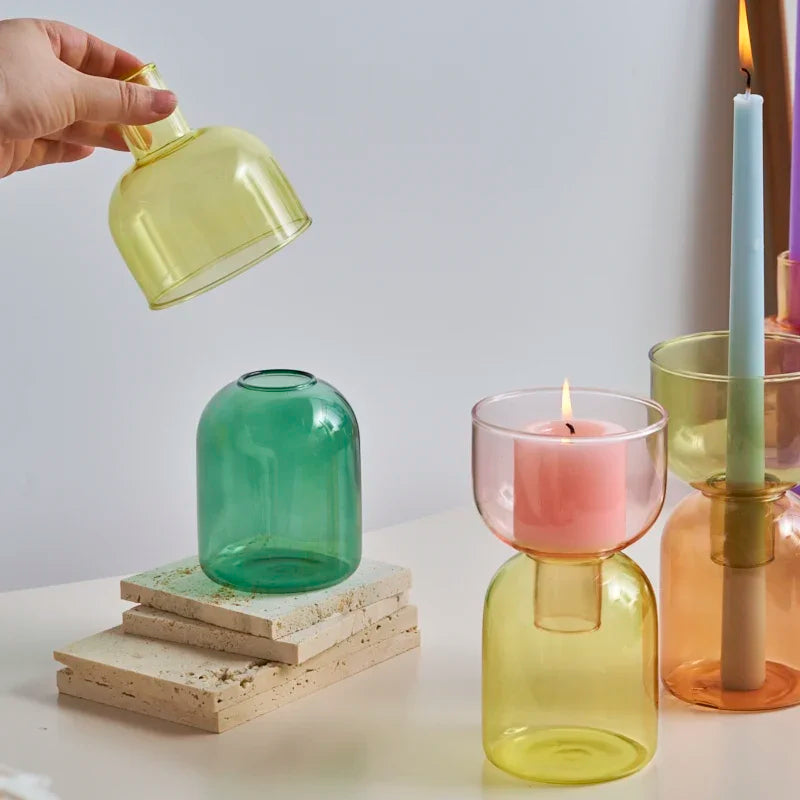 bougeoir en verre décoratif pour plantes et bougies