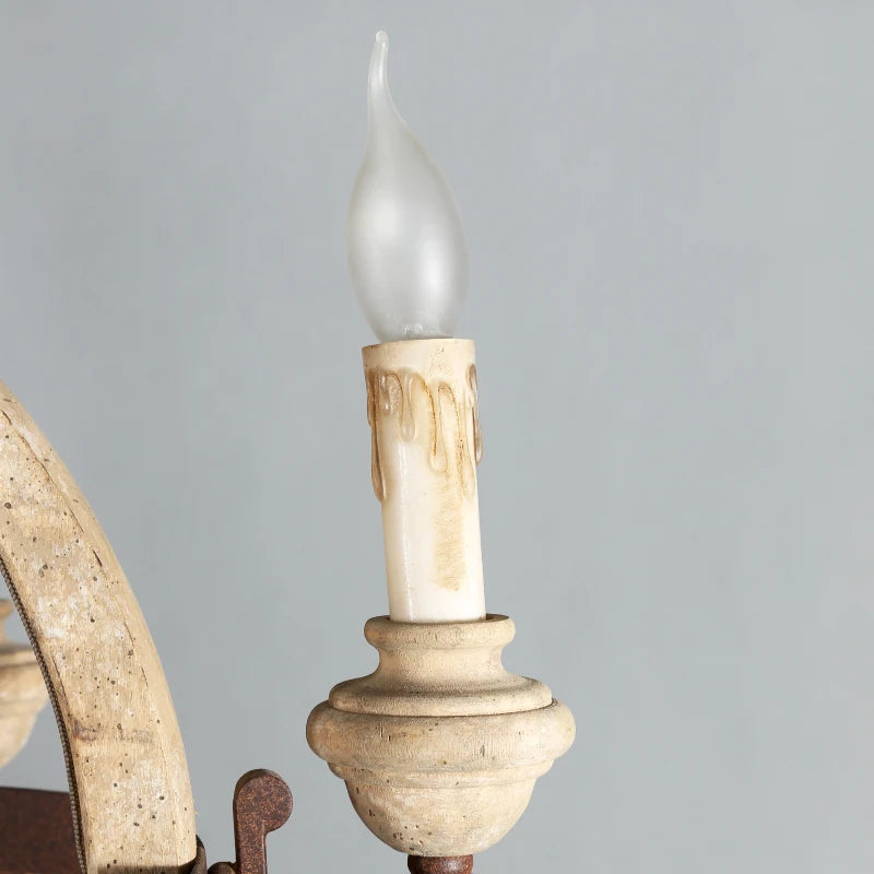 lustre rustique en bois vintage à 6 lumières design français