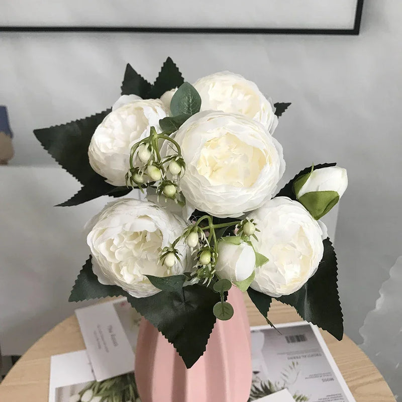 bouquet de pivoines artificielles pour décoration de mariage et maison