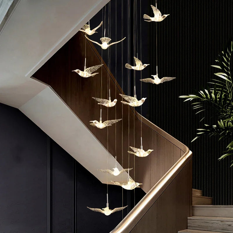 suspension LED décorative en forme d'oiseau idéale pour loft