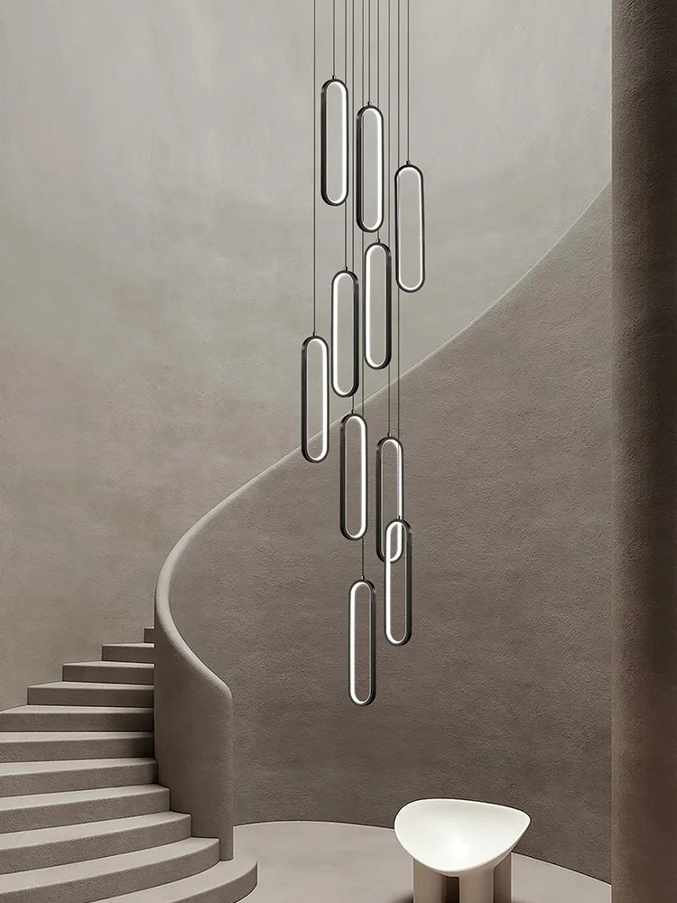 lustre led moderne avec anneau pivotant pour escalier