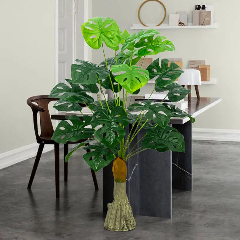 grandes plantes artificielles palmier tropical feuilles de monstera déco extérieure