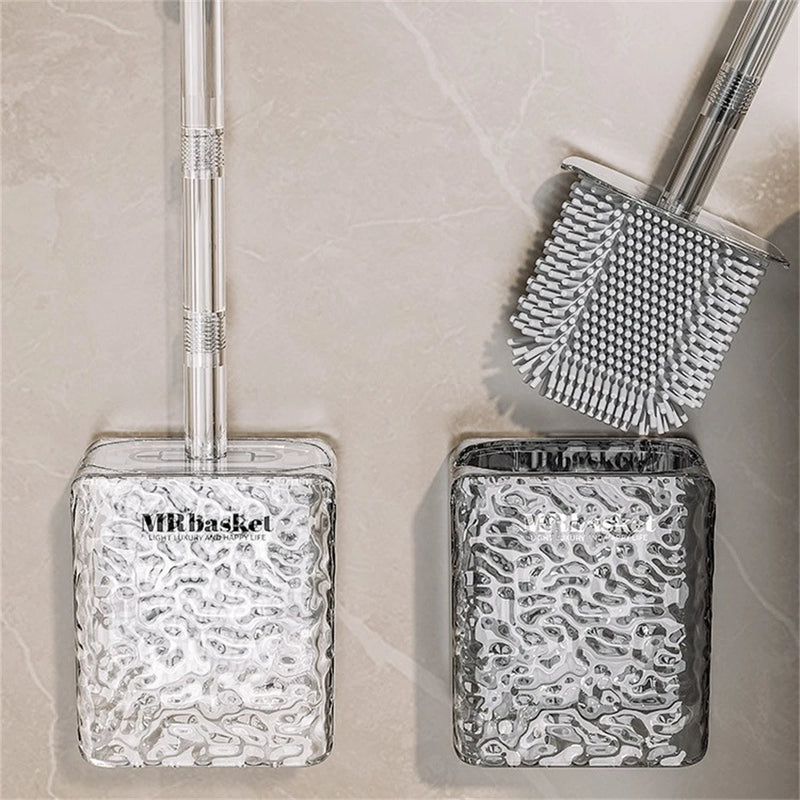 brosse de toilette à ventouse motif glacier avec long manche et fixation murale