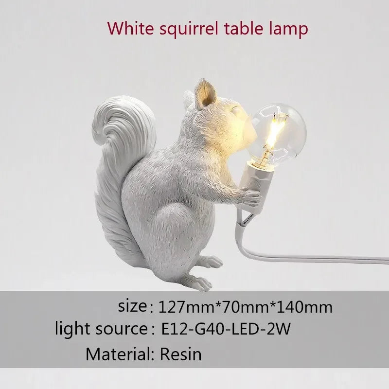 lampes de table écureuils en résine pour décoration et cadeau