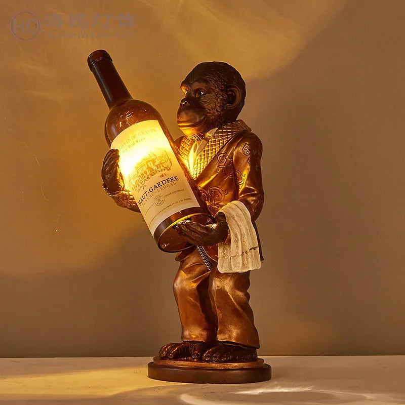 lampe de singe rétro en résine pour déco vintage et loft