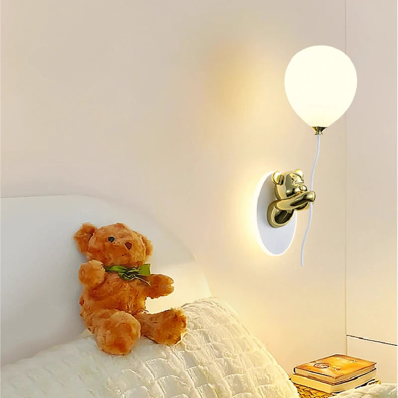 applique murale ours doré en verre lampe LED décoration chambre enfant