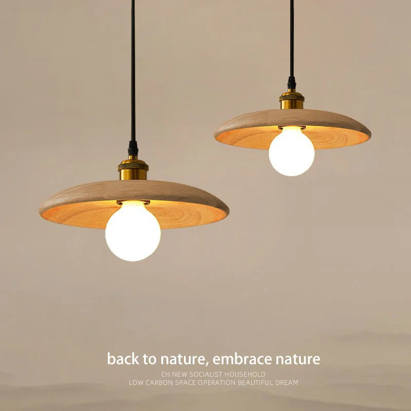 lustre moderne minimaliste en bois massif suspendu