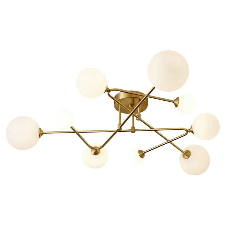 2024 Modern Golden LED Chandelier For Living Room Bedroom Nordic Luxury Glass Ball Ceiling Hanging Lamp