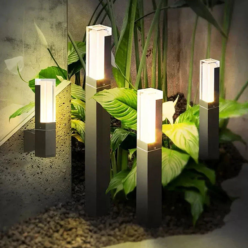 bornes lumineuses led étanches avec détecteur de mouvement pour jardin extérieur