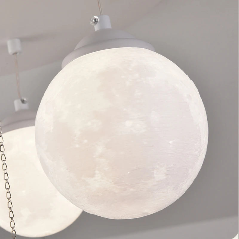 lustre design 3d led lune boule ronde suspension intérieur