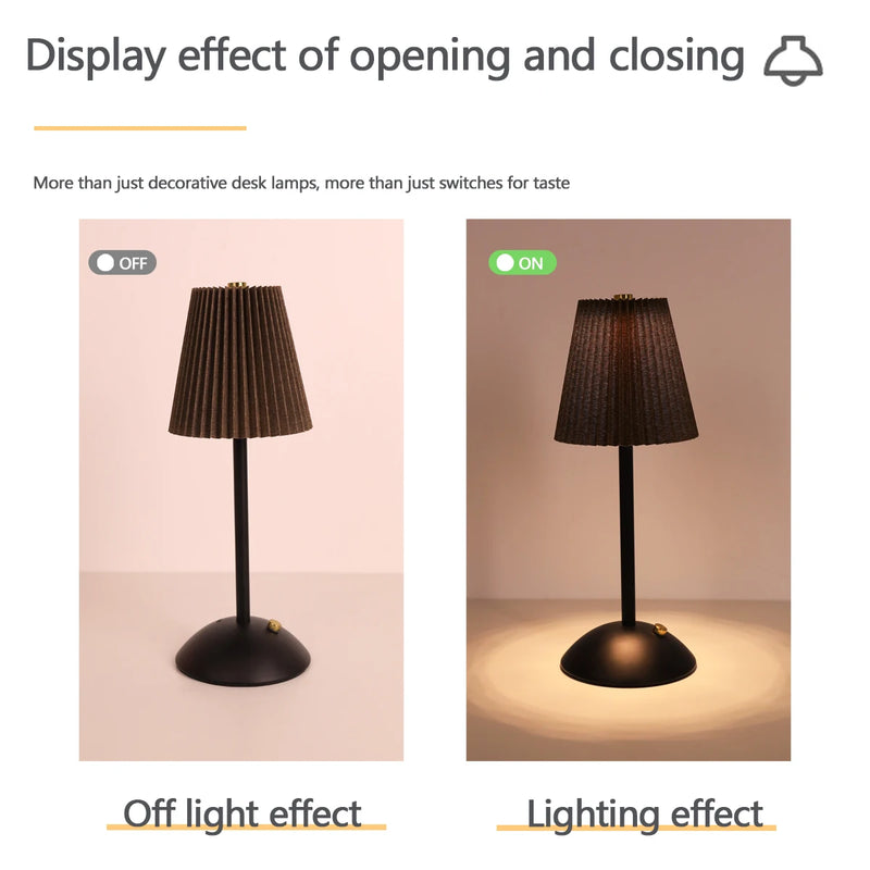 LED Nordic pleated desk lamp charging touch adjustable night light, bedroom sleep light, bar coffee shop decorative light