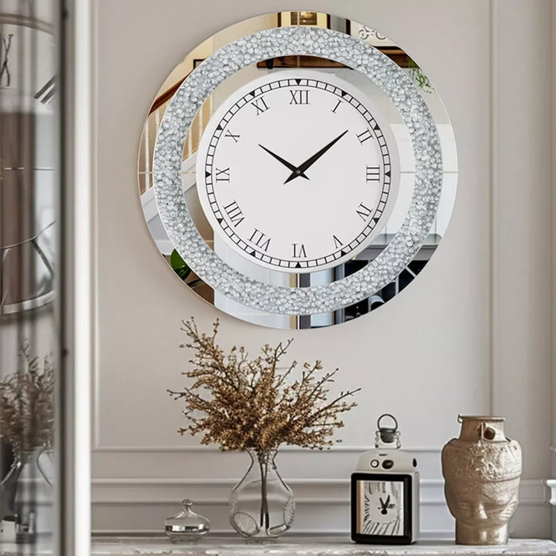 horloge murale moderne 3D design en cristal diamant élégante