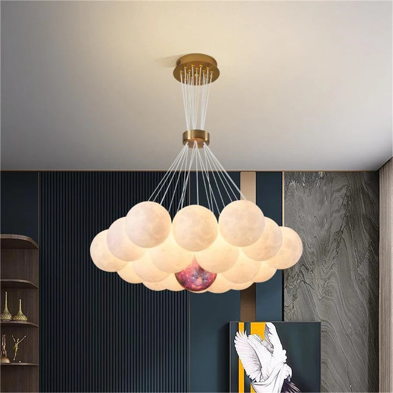 lustre nordique design planète lune avec bulles suspendu décoratif