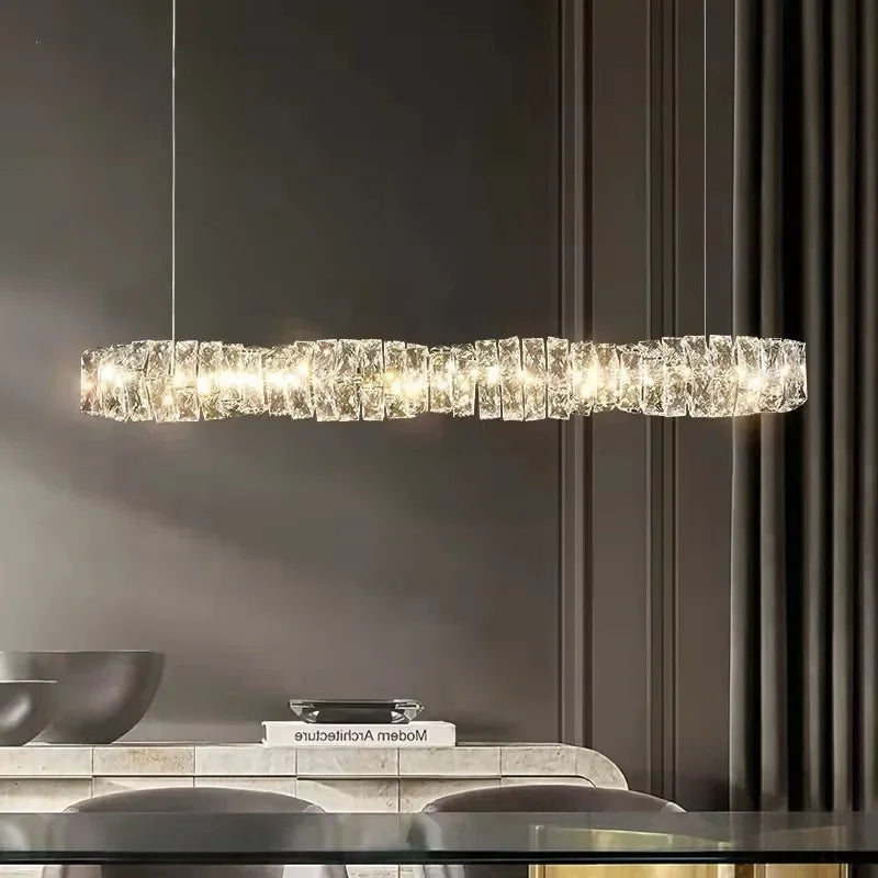 lustre cristal moderne avec télécommande dimmable pour restaurant