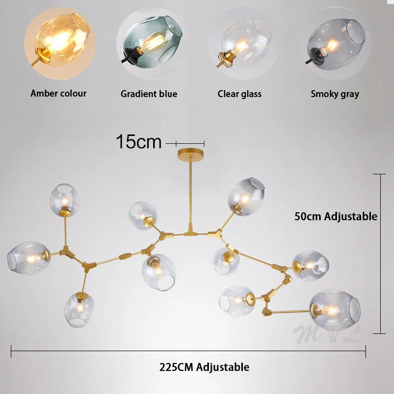 lustre à led moderne en verre à bulles design élégant pour intérieur