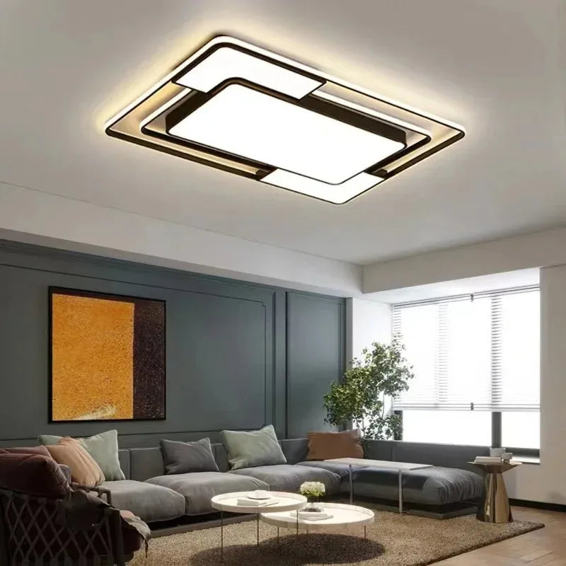 lustre carré moderne en fer avec leds pour éclairage intérieur