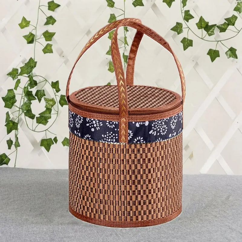 panier de pique-nique en bambou tissé écologique et pliable