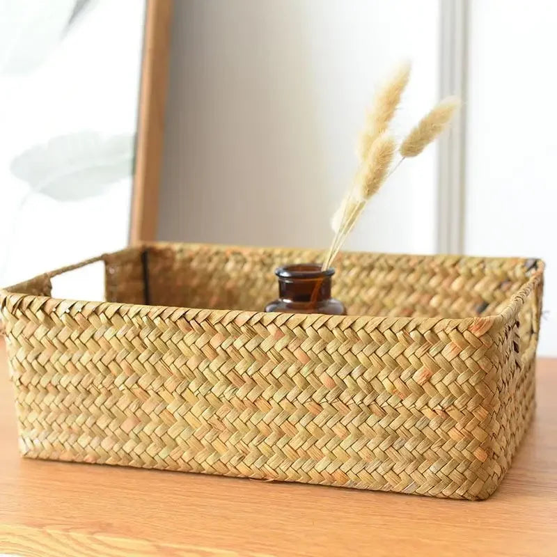 panier en osier tressé pour rangement et décoration