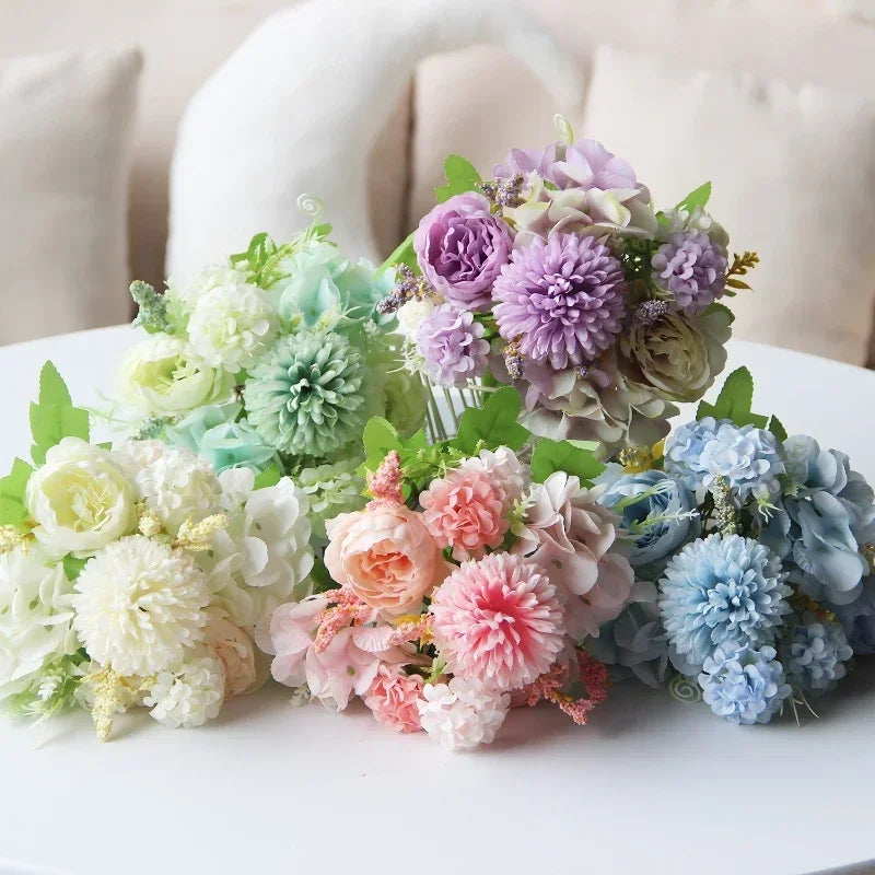 bouquet d'hortensias de pivoines artificielles pour décoration festive