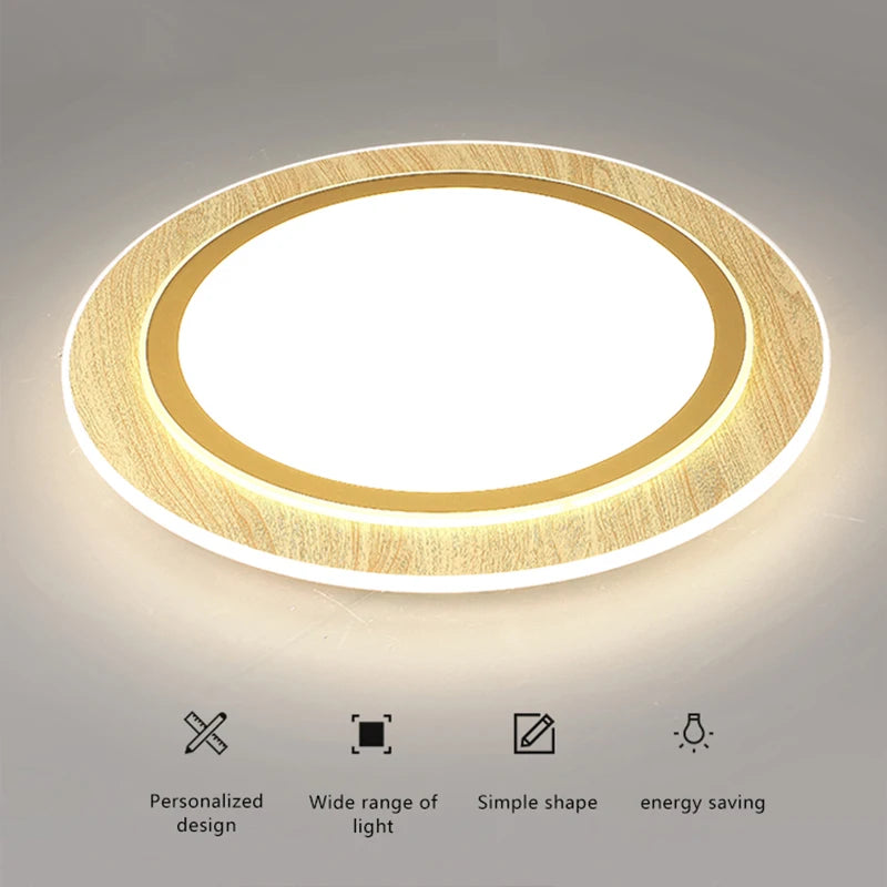 lampes de plafond led ultra-minces en bois style japonais