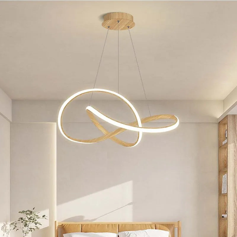 Suspension LED en bois au design nordique minimaliste