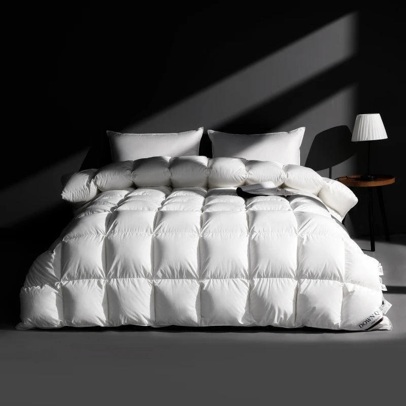 couvre-lit en plumes duvet d'oie en coton confortable pour toutes saisons