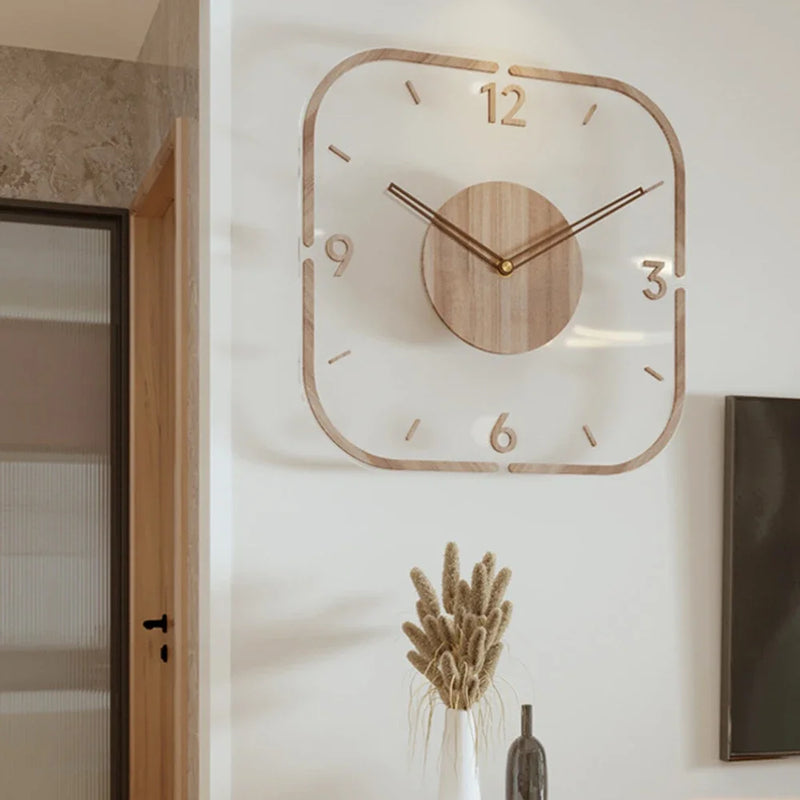 horloge murale en bois minimaliste silencieuse à suspendre