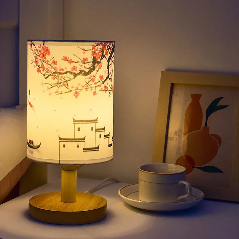 lampe de table led fleur de prunier design chinois pour ambiance douce