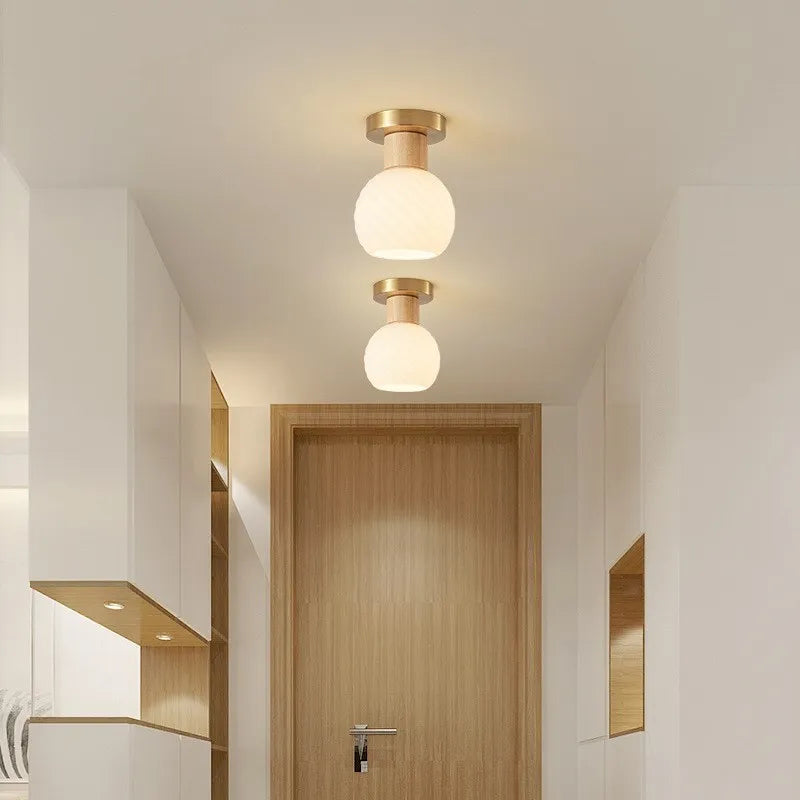 Nordique LED plafonnier en bois noyer luminaire salon allée couloir étude chambre lampes intérieur décor éclairage lampes Lustre