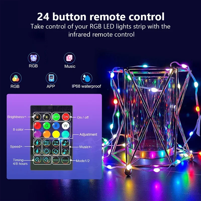 guirlande lumineuse led intelligente bluetooth pour fêtes et décorations