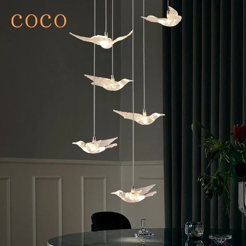 suspension LED décorative en forme d'oiseau idéale pour loft