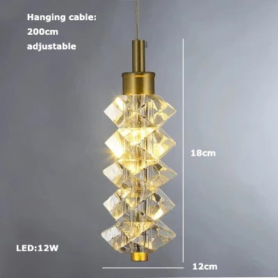 suspension en verre cristal art déco avec éclairage led