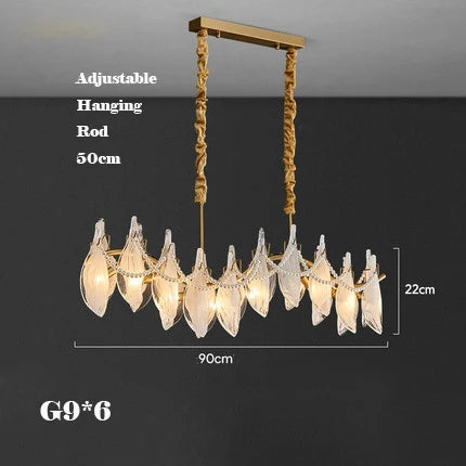 lustre créatif en verre dépoli avec perles suspendu moderne