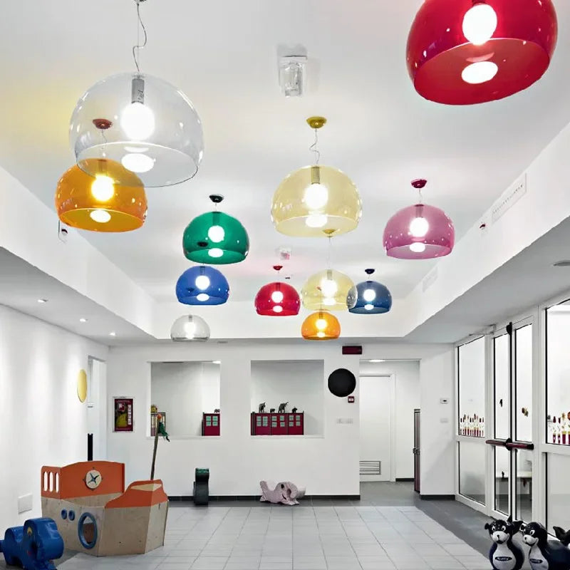 Italian Designer Dome Pendant Lamp Colorful Acrylic Chandelier Ceiling Suspenion Hanging Light with E27 Bulb