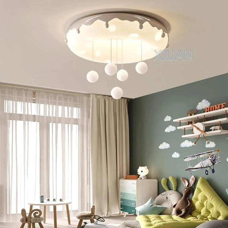 Macron Coloful Donuts Lamp 42cm 52cm Bedroom Ceiling Light White Pink Green Coffee Children‘s Room Chandelier Lights Indoor LED