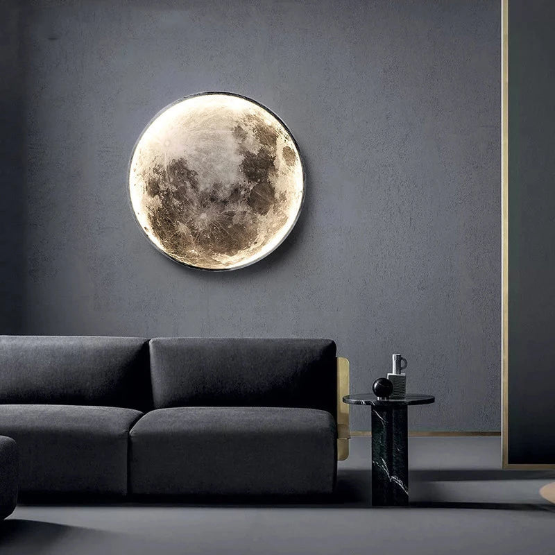 applique murale moderne en forme de lune éclairage décoratif 3D