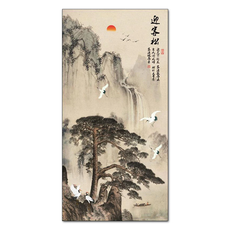 peinture sur toile pin chinois avec flux d'eau alpin