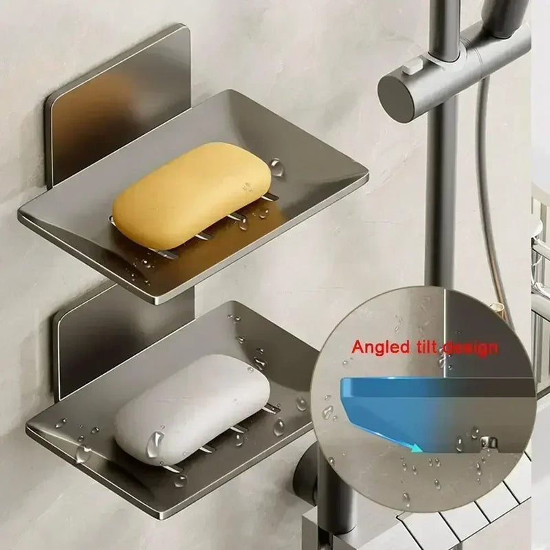 porte-savon en aluminium mural avec drainage sans perçage pour salle de bain