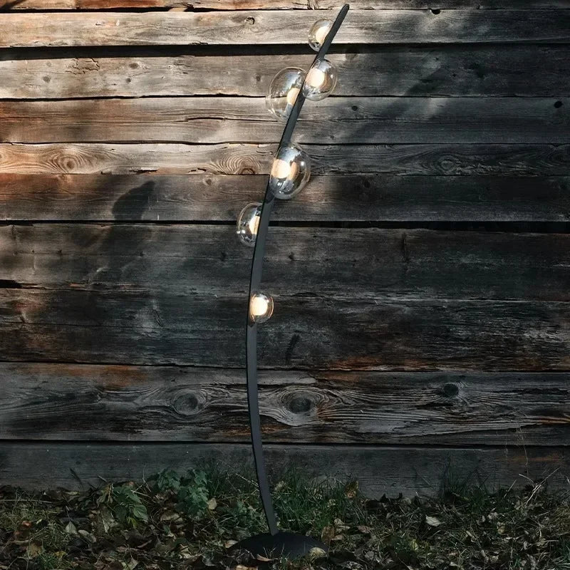 lampadaire design en cuir italien avec boule en verre